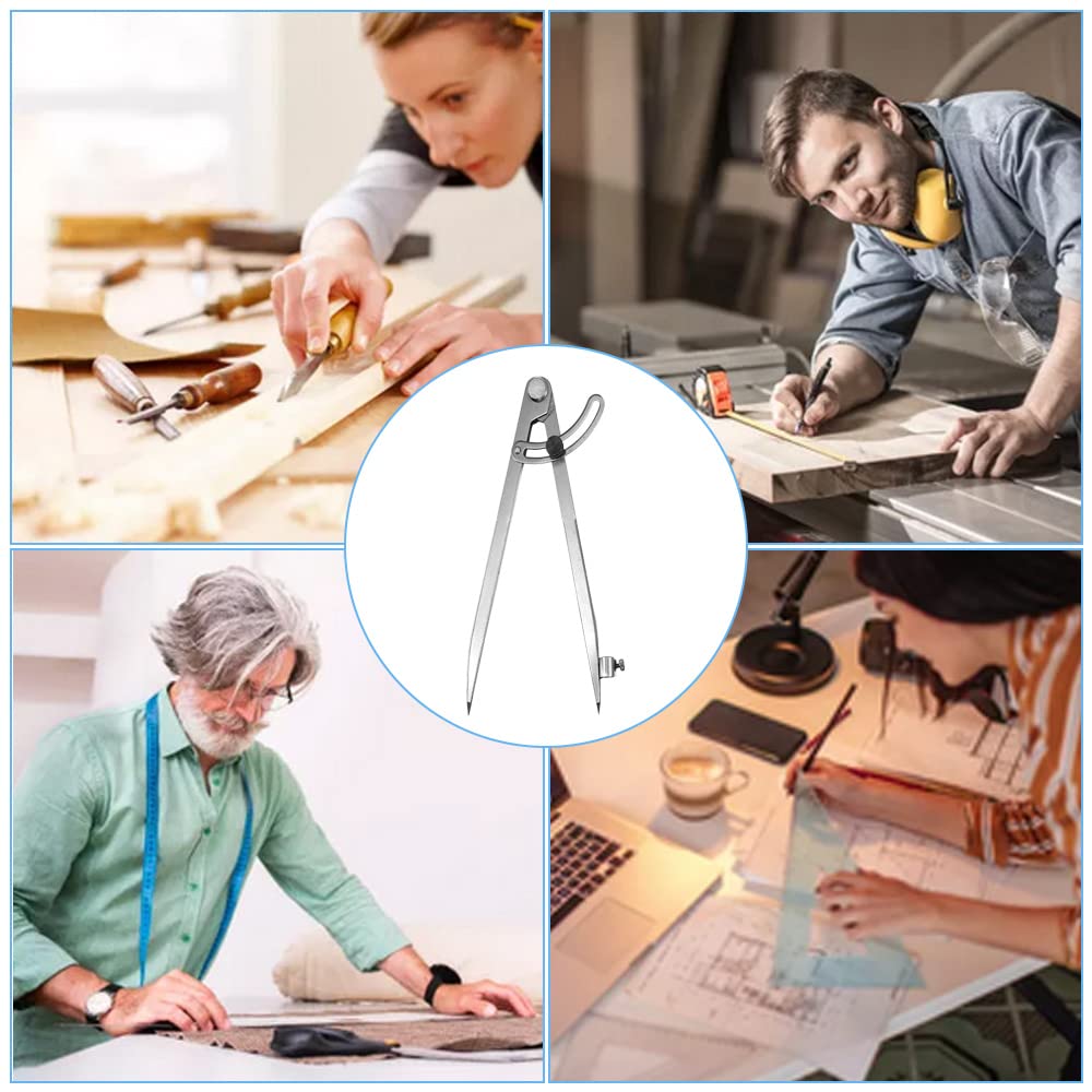 Compasso Per Falegname - Compasso Da Disegno Tecnico, Regolabile Con Portamatite, 20 Cm - Foto 9