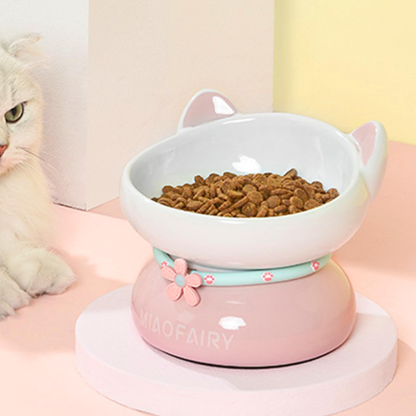 Gamelle surélevée en céramique pour chat - Anti-vomissements