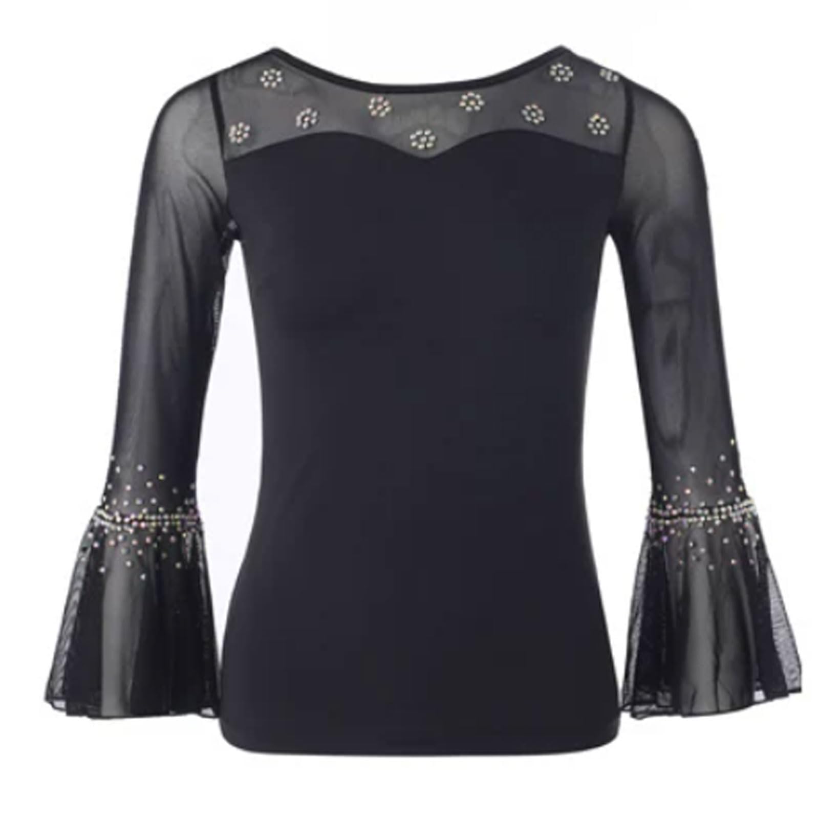 Tops Balletto Donna Costume Prestazioni Latino Tango Camicie Sala da Ballo
