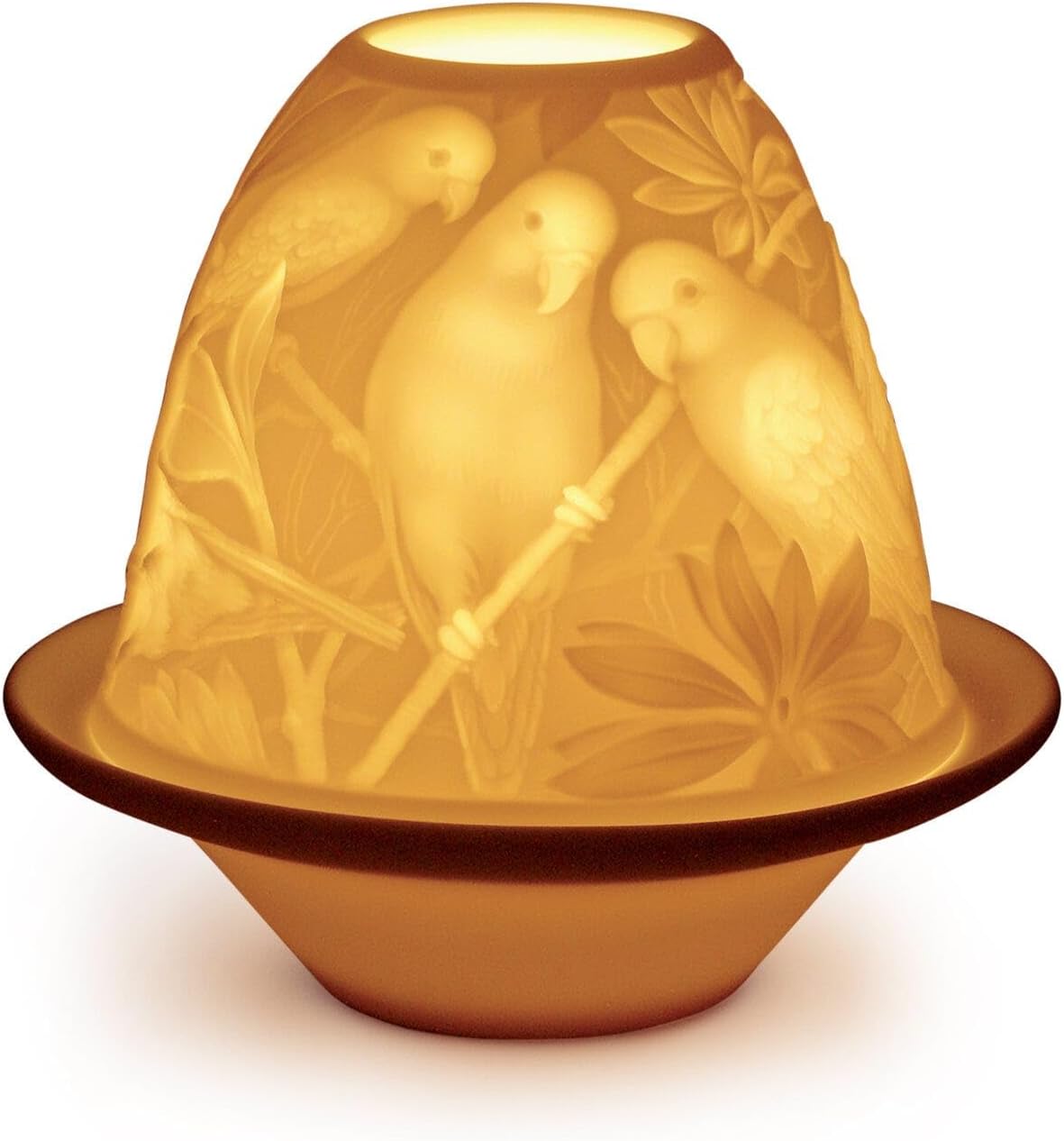 LLADRÓ Parrots Lithophane with Plate. Porcelain Litophane.