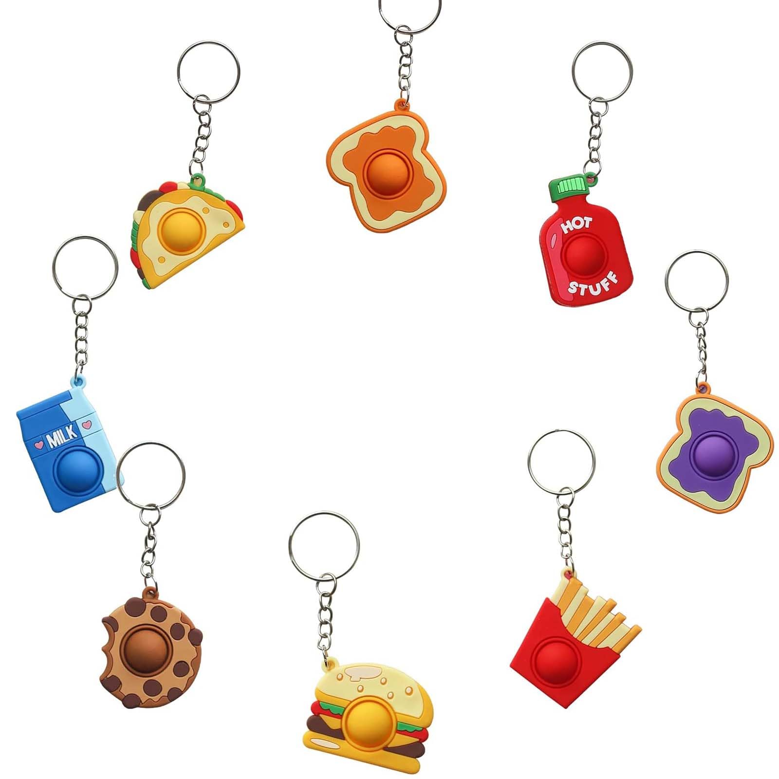 JIANYH 8 Pcs Fidget Keyring, Keychains, Cute Keychain Stress and Anxiety Relieving Squeeze Sensory Toy Gift for Kids/Adolescent/Men and Women with ADHD, Autism, OCD, Y08LXDGZSUK
