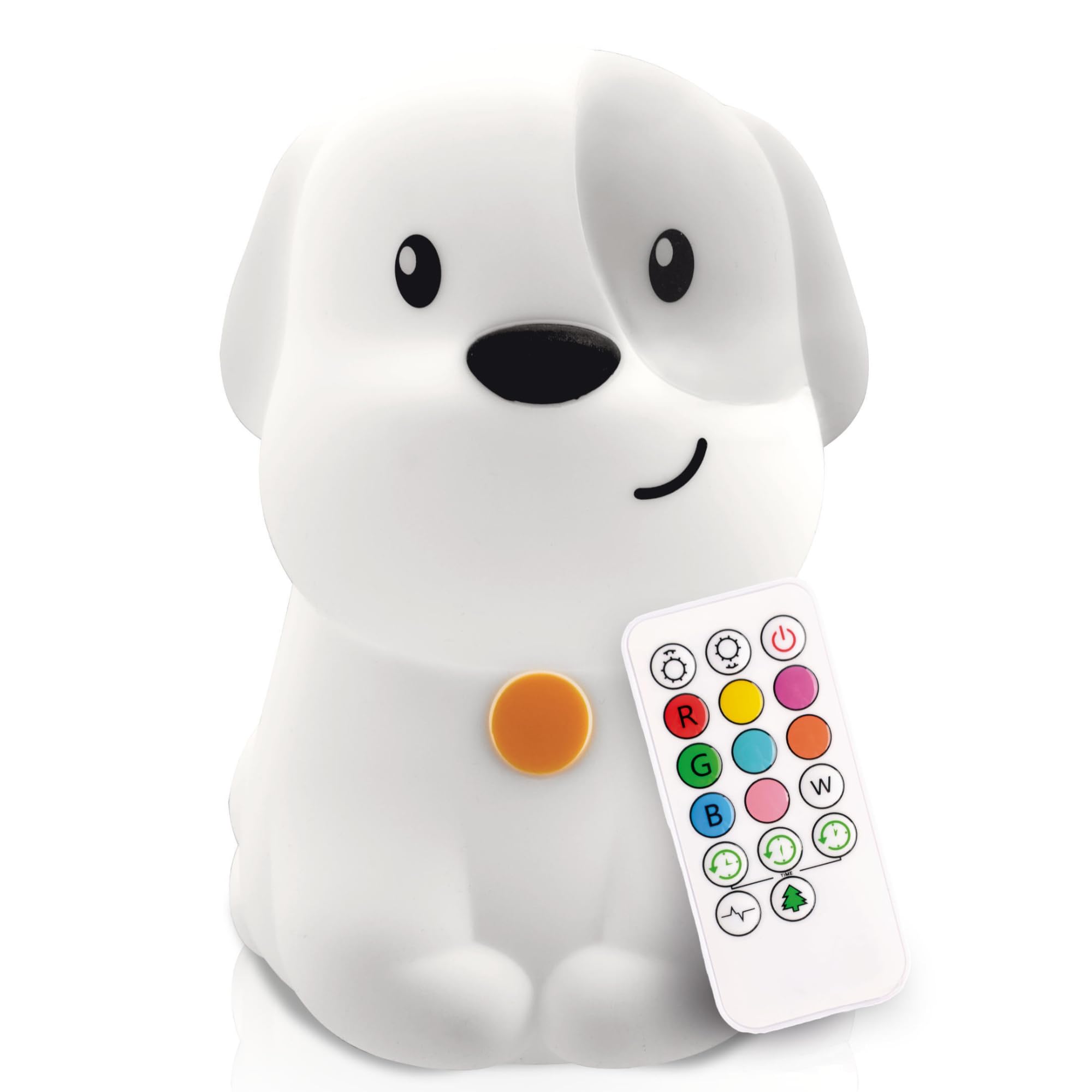 Lumipets Pepper The Puppy Dog Squishy Silicone Night Light for Kids | Cute Night Light with Remote & Touch Control for Baby & Toddler Bedrooms | Color Changing Animal Lamp | Soft Portable Nightlight