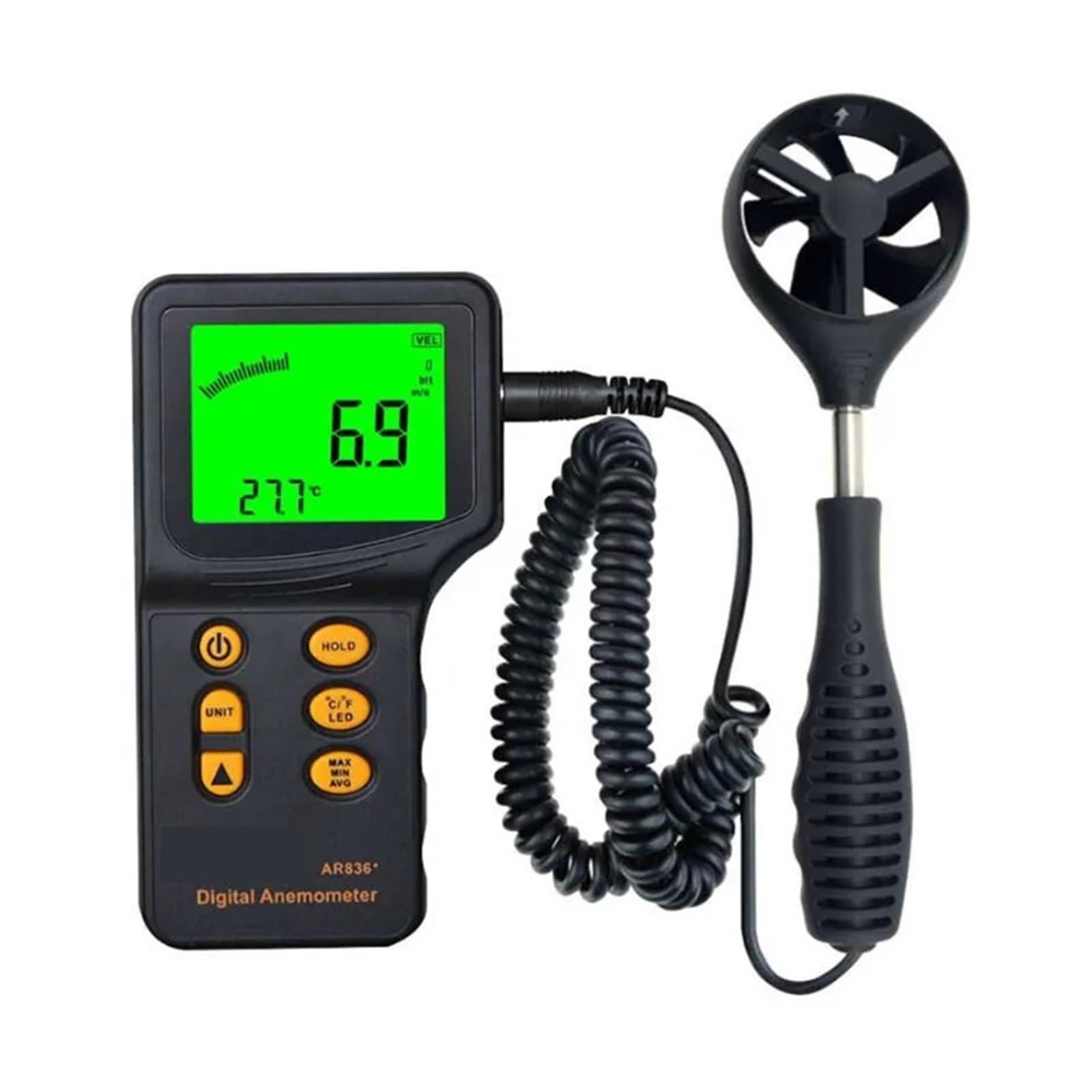 Rango: 0,3~45 m/s Medidor de velocidad del viento Medición AR836+ Anemómetro digital portátil de flujo de aire
