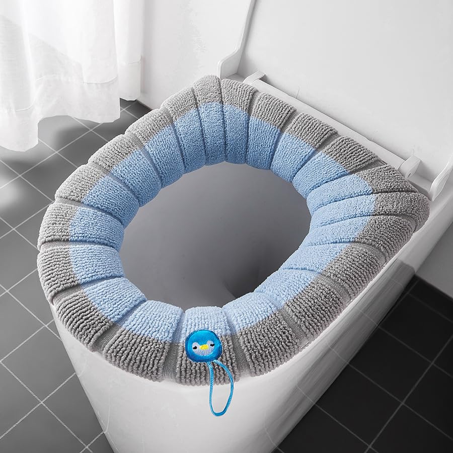 Wuyue Hua2pcs Toilet Seats, Toilet Seat Cover Cushion Bathroom Soft and Warm Washable Cover Pads