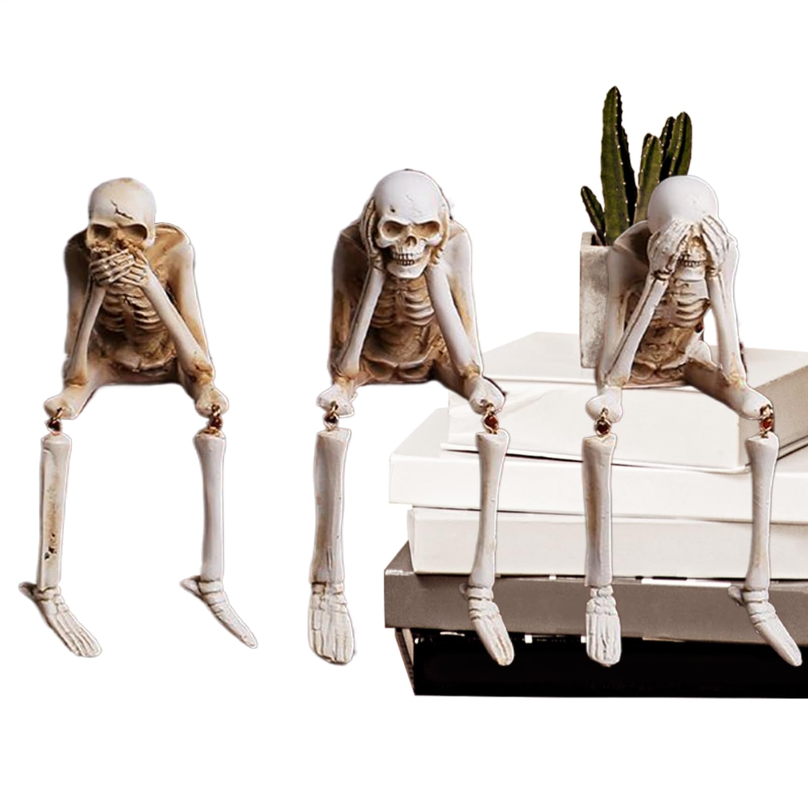 Scheletri per Halloween | Figura 3 pezzi,Statue realistiche per festa Halloween negozio scuola soggiorno casa infestata decorazione sfondo foto
