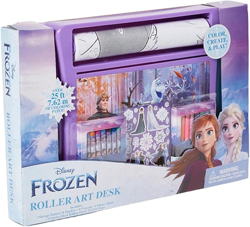 Miniatura 6 de Innovative Designs Disney Frozen Roller - Juego de escritorio artístico para niñas y niños, actividades de viaje para colorear para niños, con