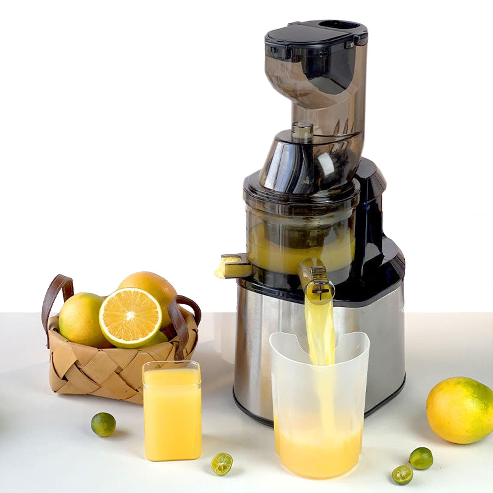 Extracteur de jus à mastication lente robuste en acier inoxydable avec moteur de 350W
