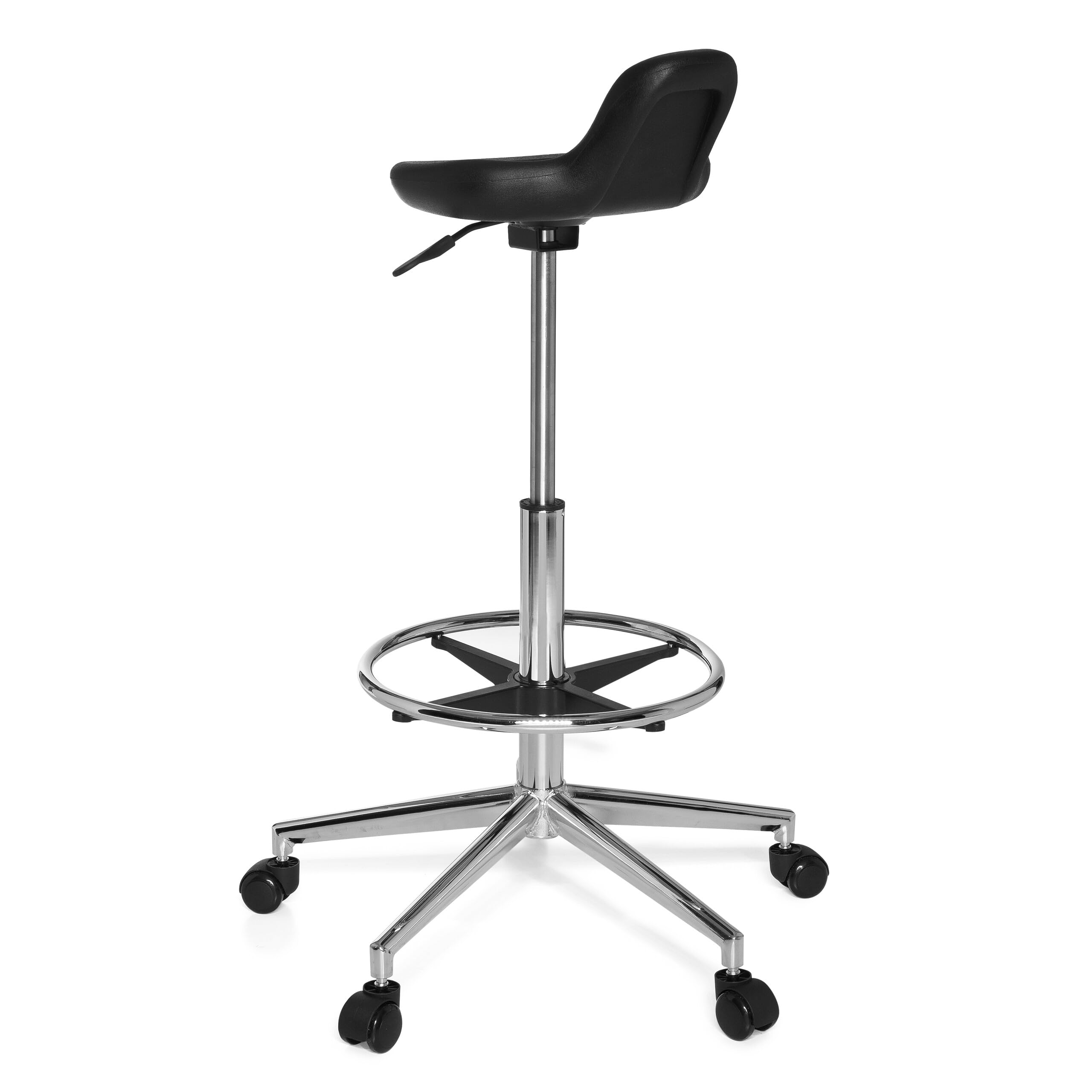 hjh OFFICE 665160 Taburete de Trabajo Top Work 03 Espuma rígida Negro, Asiento Antideslizante, Muy Alto, Silla de Trabajo, Taburete Cocina