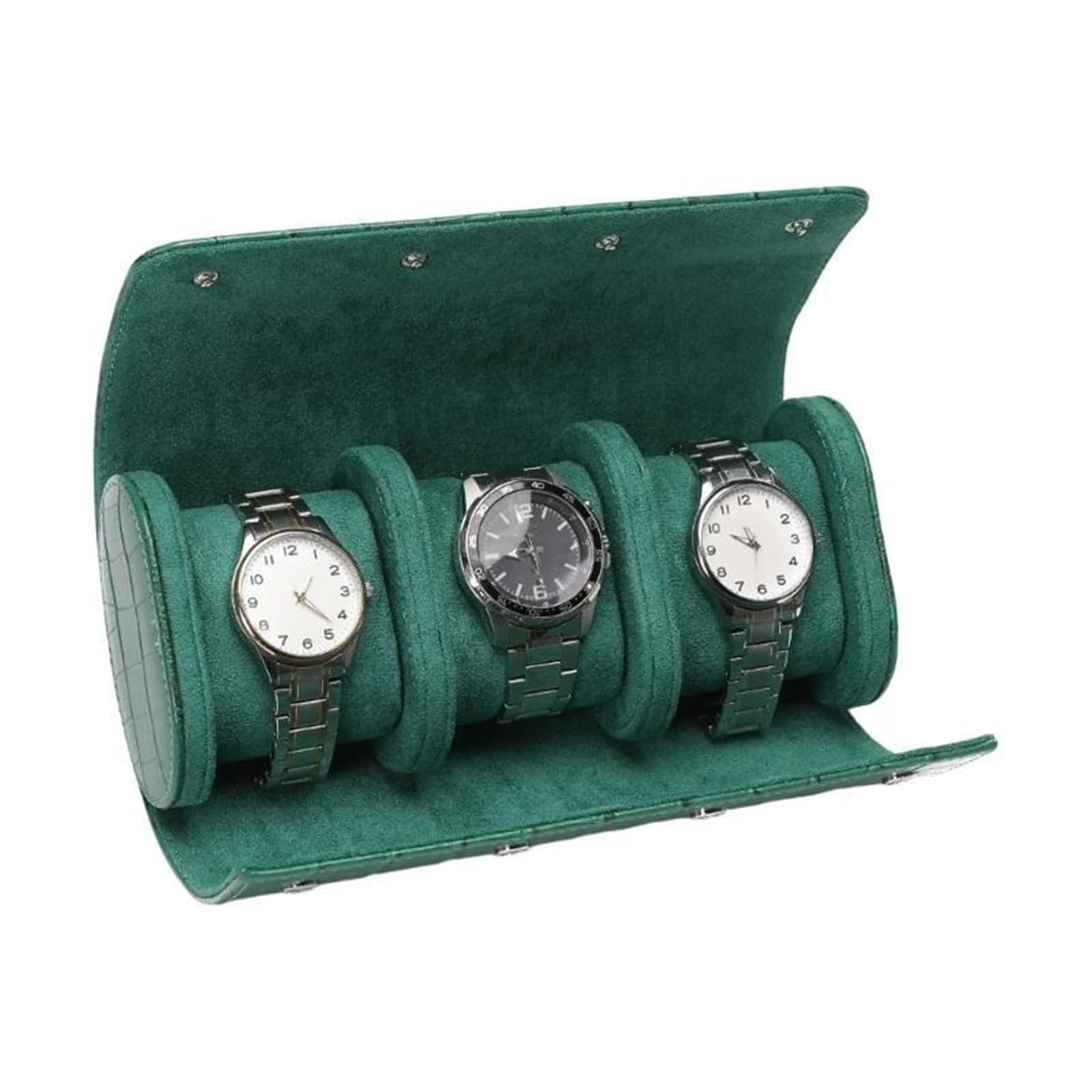 2 pezzi di custodia for orologi in pelle vintage con rotolo antiurto e scatola imballaggio Per Orologi(3 epitopes)