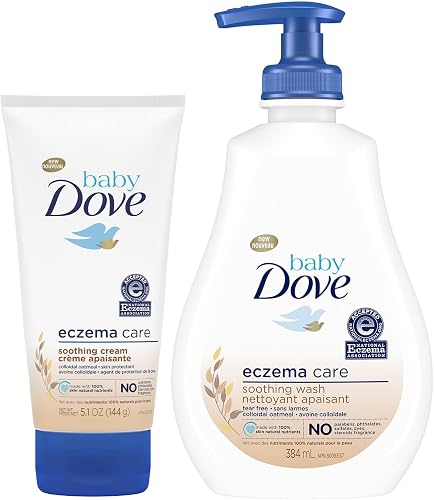 Dove Baby Skin Care Bundle – Colloidal Oatmeal Derma Care Soothing Wash and Eczema Relief Calming Cream, Fragrance Free (2 Piece Set)