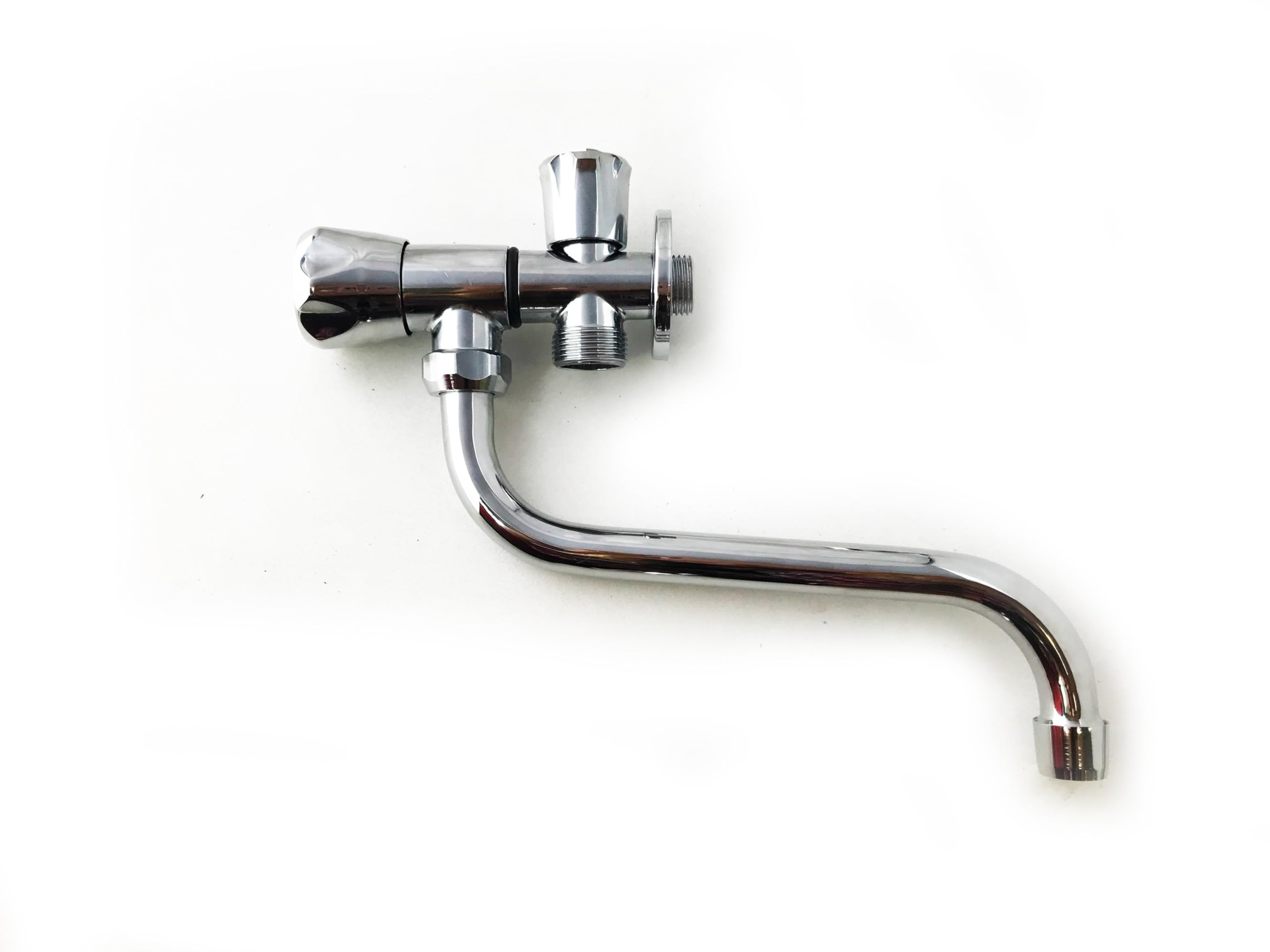 Robinet Mural à Double Sortie Laiton Chromé 1/2" pour Évier Lave-linge Jardin