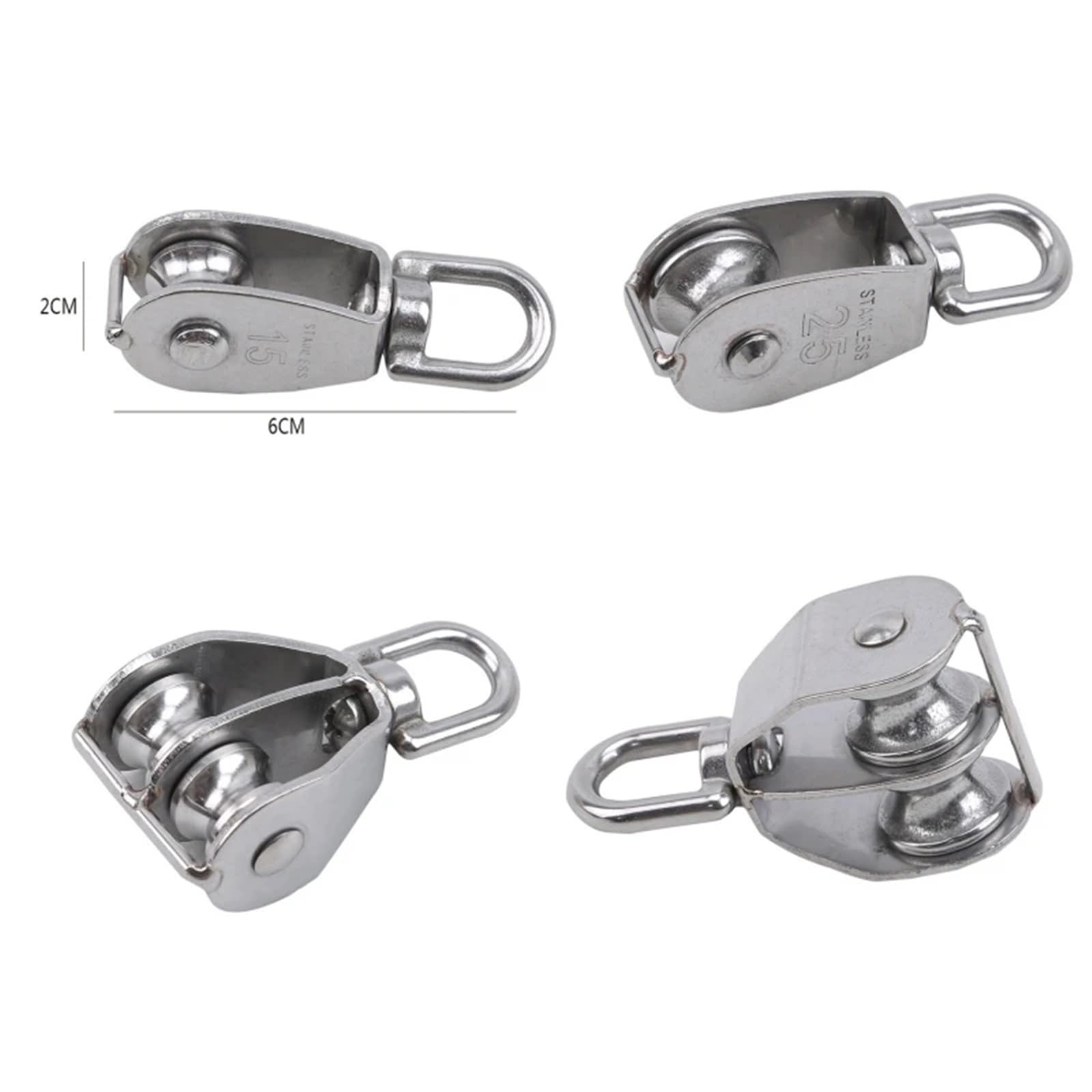 Polea de una sola polea, Rueda de remolque de alambre, 1 pieza, polea de acero inoxidable M15/M25, juego de poleas de elevación giratorias de una o dos ruedas, herramientas for ruedas de elevación, po