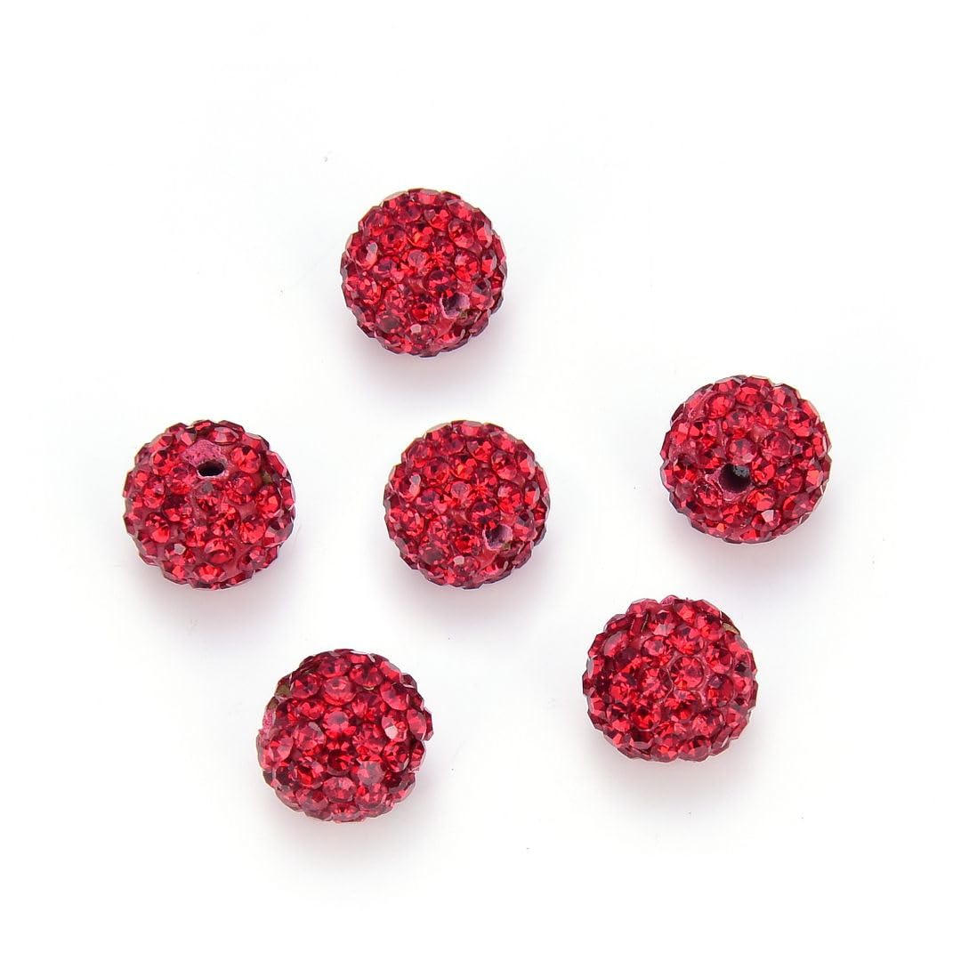 25 perline sfuse Adabele AA+, perline sfuse da 8 mm, colore rosso siam chiaro, in argilla polimerica, da discoteca, compatibile con Shamballa e tutti gli altri gioielli DB8-W6