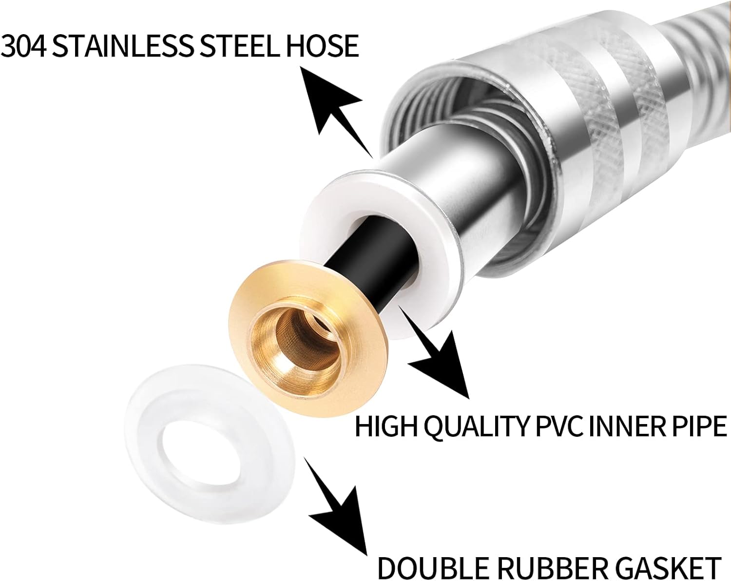 PTM shower hose 59 inches (approximately 143 cm) extra-long tube-plated handheld shower head hose with solid brass nut connection-flexible… : Tools & Home Improvement