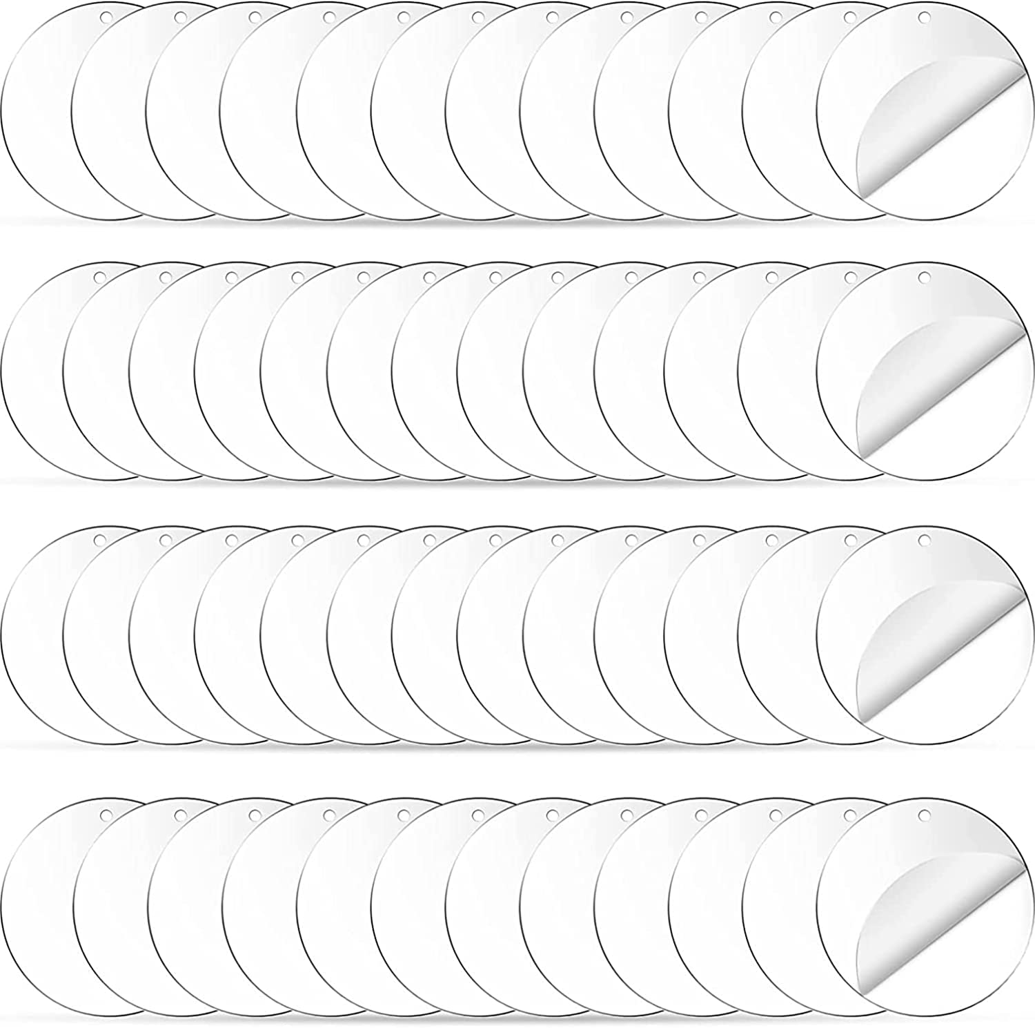Anidesign Anistuff acrylic glass circle with hole round disc acrylic name tag key chain blank for diy art and craft school office project glass painting (2 Inch dia - 48 Pcs)-image-5