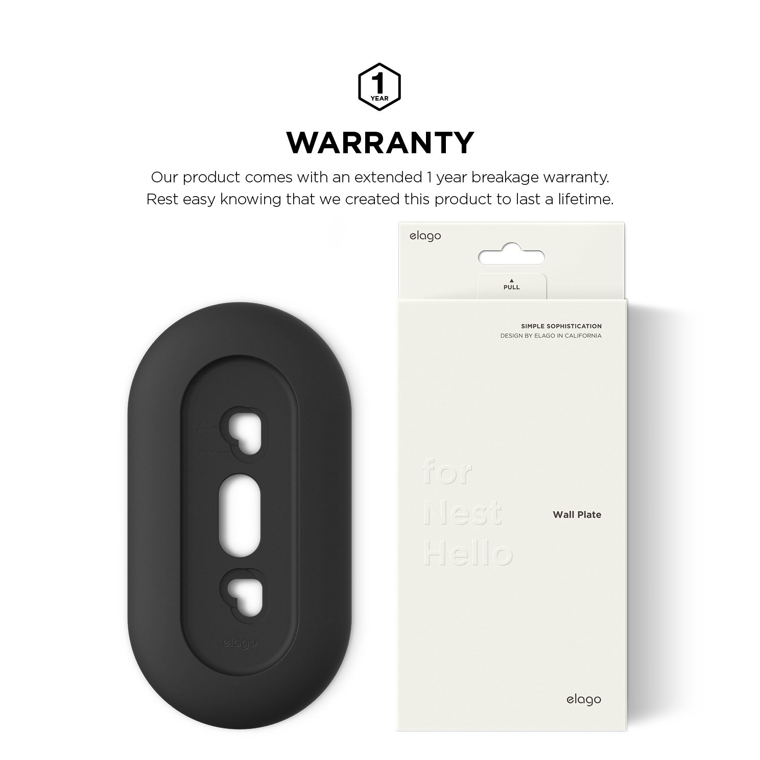 elago Wall Plate Designed for Google Nest Hello Wall Plate (Wired) [Black] - Compatible with Google Nest Hello Smart WiFi Video Doorbell, Use with Adjustable Wedge [US Patent Registered]