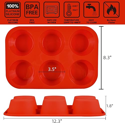 Miniatura 5 de CAKETIME Molde para magdalenas de 12 tazas de tamaño regular y 6 tazas de molde gigante para magdalenas