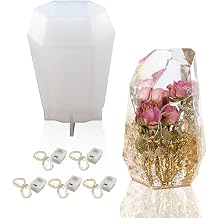 Large Gem Stone Resin Mold, Epoxy Resin Casting Craft Mold for Flower Preservation Bookends with 5 Fairy Light Without Battery