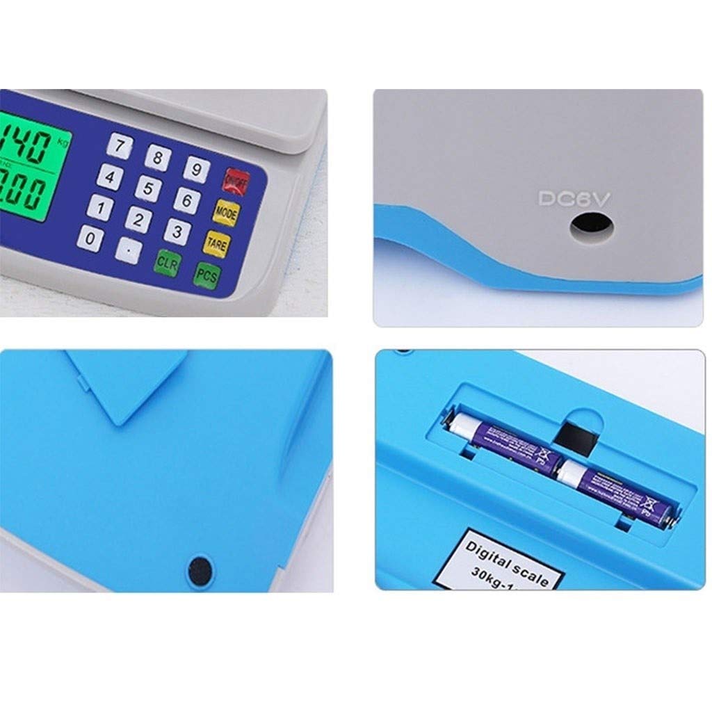 Báscula Digital De 88 LB, Plataforma Electrónica para Calcular Precios, Balanza Comercial para Alimentos, Fiambres, Frutas Y Carnes, para Mercados De Agricultor(Blanco-10Kg-1G)