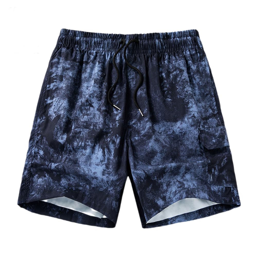 Men's Beach Shorts Mens Loose Fit Tie Dye Shorts Mens Summer Open Leg Beach Shorts Men's Quick Dry Leisure Shorts