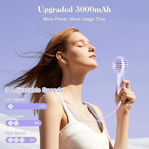 Miniatura 2 de ELZO Mini ventilador de mano, ventilador portátil recargable, pequeño ventilador personal con 3 velocidades, ventilador de bolsillo USB para