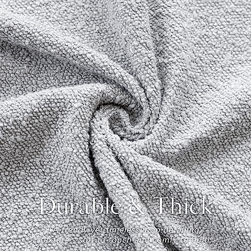 Image of Foindtower Pack of 2 Textured Boucle Throw Pillow Covers Accent Solid Decorative Pillow Cases Cozy Woven Couch Cushion Case for Chair Sofa Bedroom Living Room Home Decor, 18 x 18 Inch,Light Grey