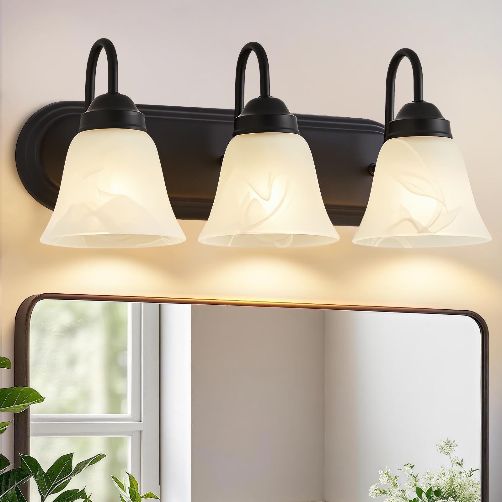 EJIAXIN Bathroom Light Fixtures Over Mirror, Black 3 Light Vanity