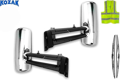 Miniatura 2 de KOZAK - Espejos de puerta con acabado cromado con brazos (par derecho y conductor izquierdo) para semirremolques Kenworth T680 T880 – Juego de 2