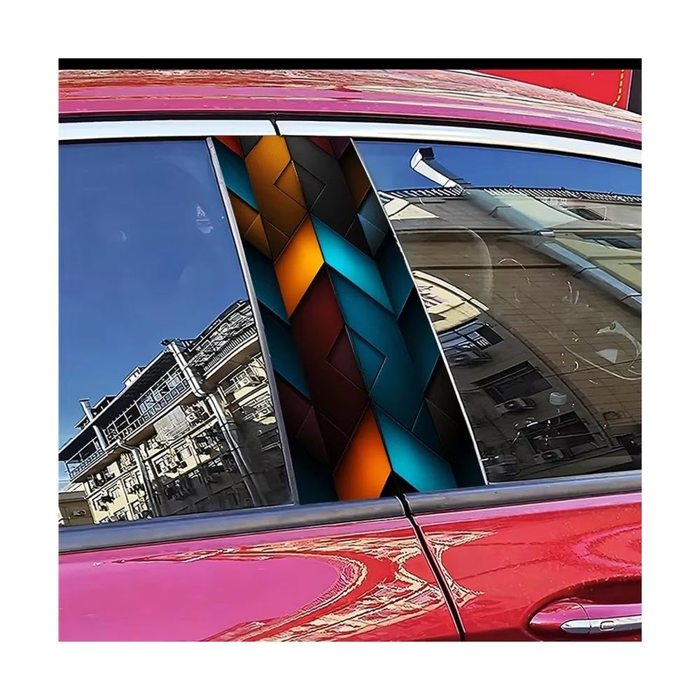 Bertdcx One Color Car Pillar Decals Waterproof Stickers Geometric Texture Pattern Scratch Resistant Film Auto Parts