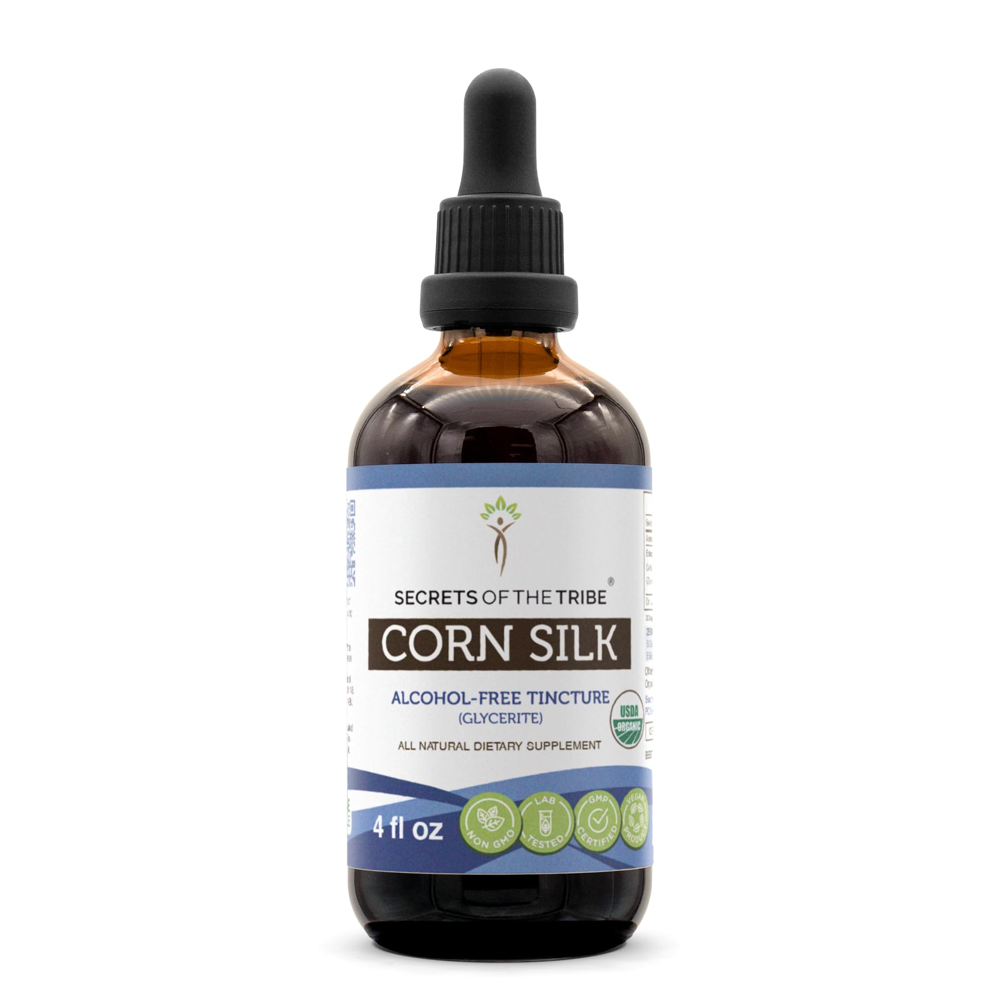 Secrets of the Tribe Corn Silk Tincture Alcohol-Free Extract, USDA Organic Corn Silk (Zea Mays) Dried Silk Tincture Supplement (4 FL OZ)USDA Organic