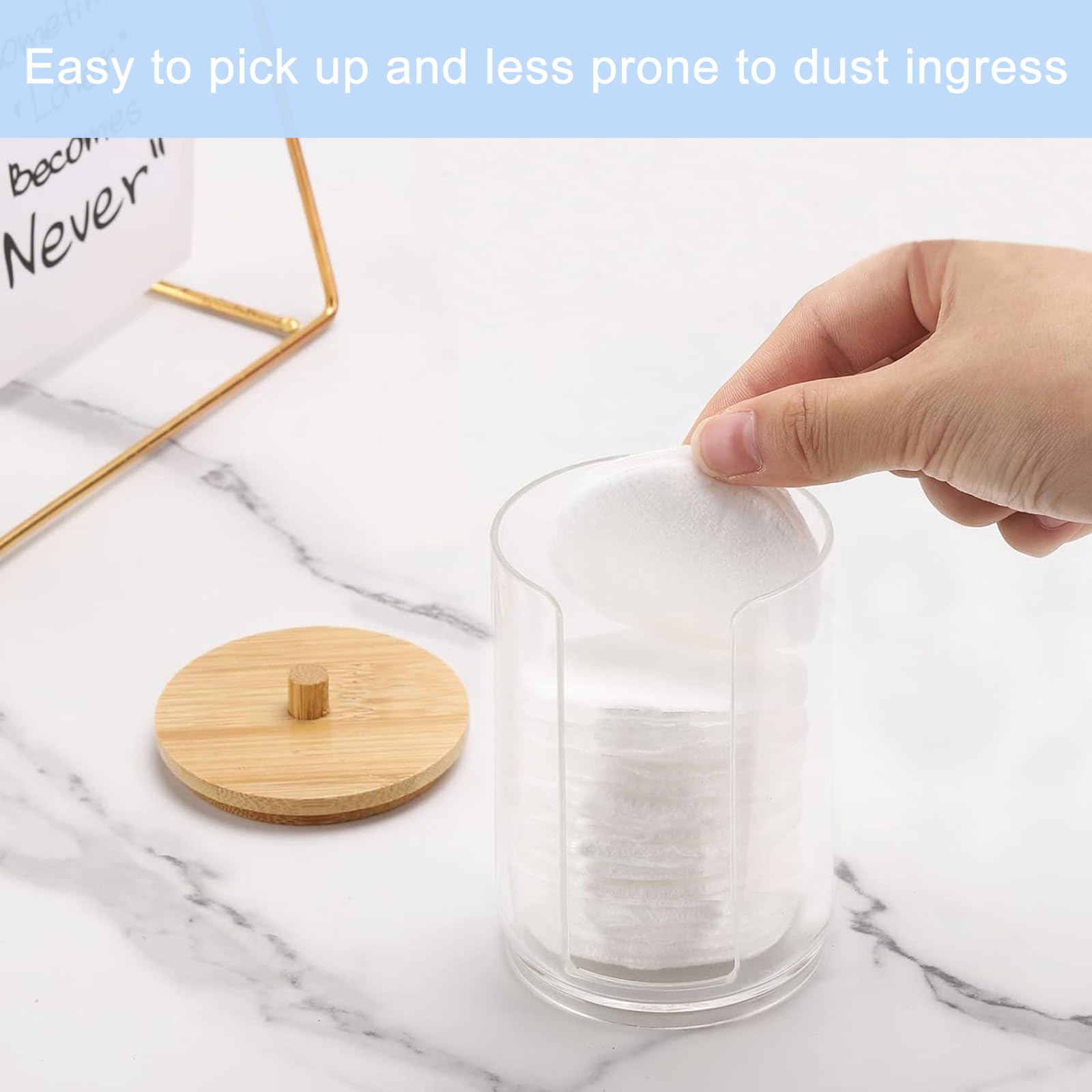 3 Pezzi Porta Cotton Fioc & Dischetti | Scatole Con Coperchio In Bambù - Foto 7