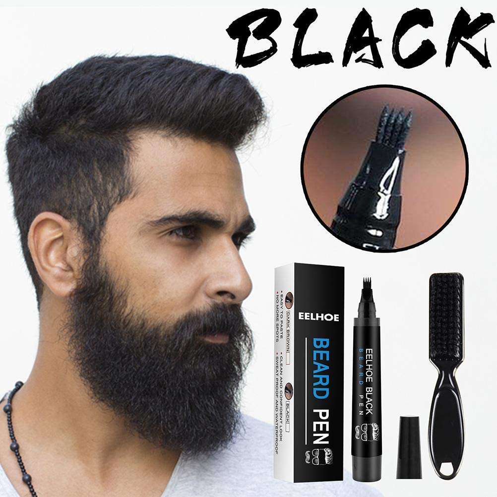 Penna impermeabile per barba, riempitivo per matite barba, matita per barba e pennello rinforzatore per barba, kit per baffi, strumenti per modellare i baffi