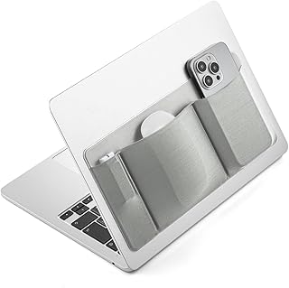 サンワダイレクト ノートPCオーガナイザー 貼り付け式 マウス ケーブル ノートパソコン PC 背面ポケット ガジェット ポーチ 収納 グレー 200-INPK1GY