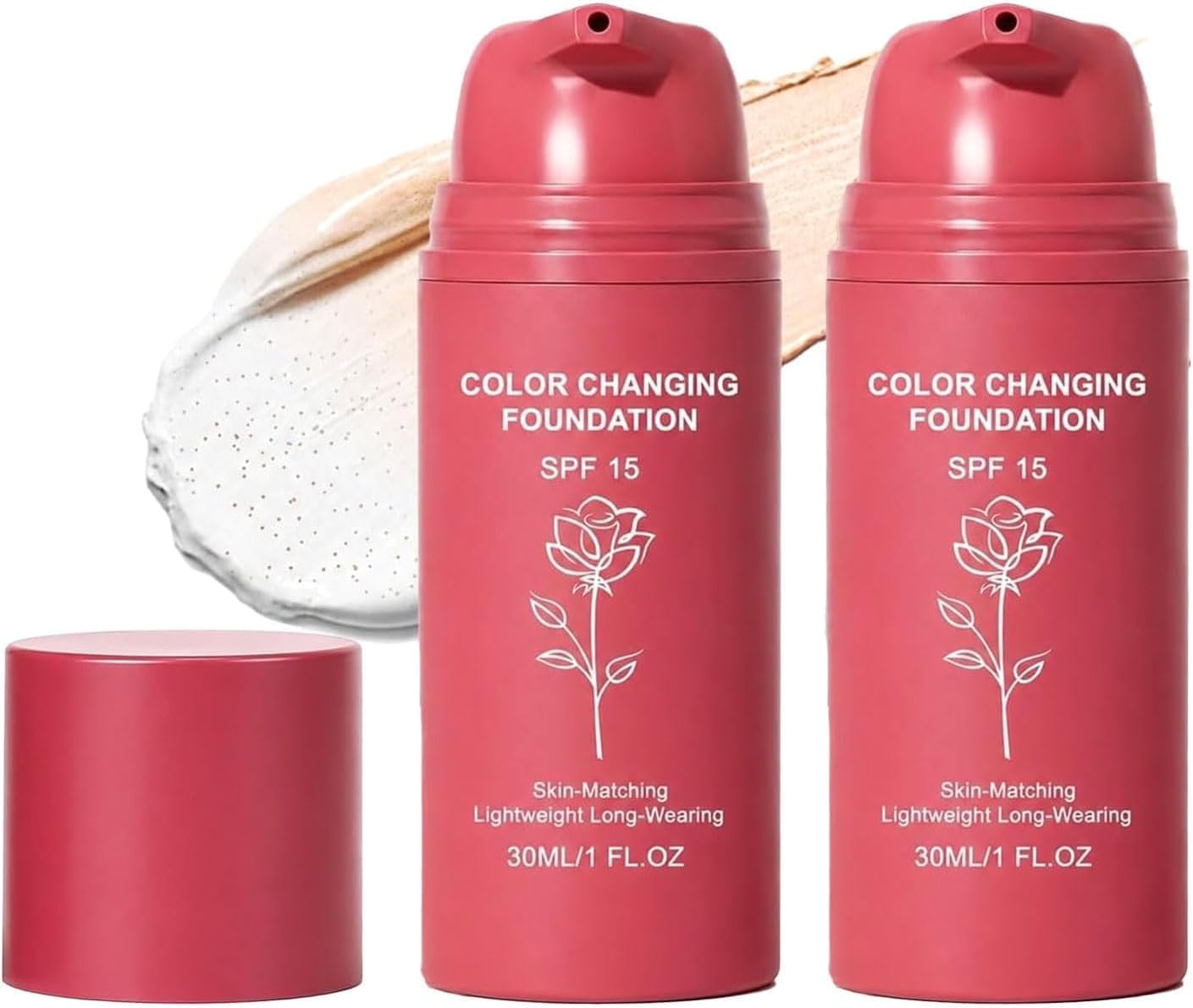 Color Changing Foundation, Foundation Korean Skin Tone Adapting Liquid Foundations, Moisturizing, Natural Finish Cover for All Skin Tones (2PCS)