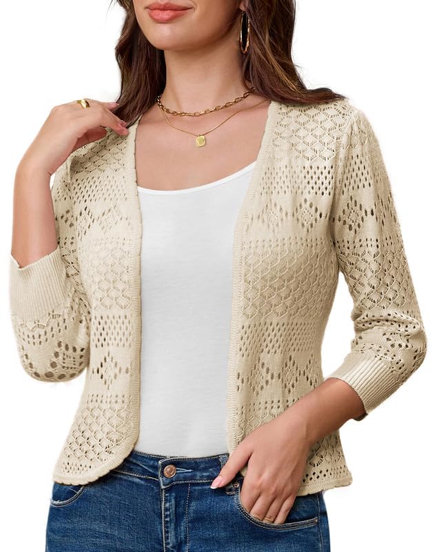 GRACE KARIN Damen Bolero 3/4 Ärmel Festlich Open Front Schulterjacke...