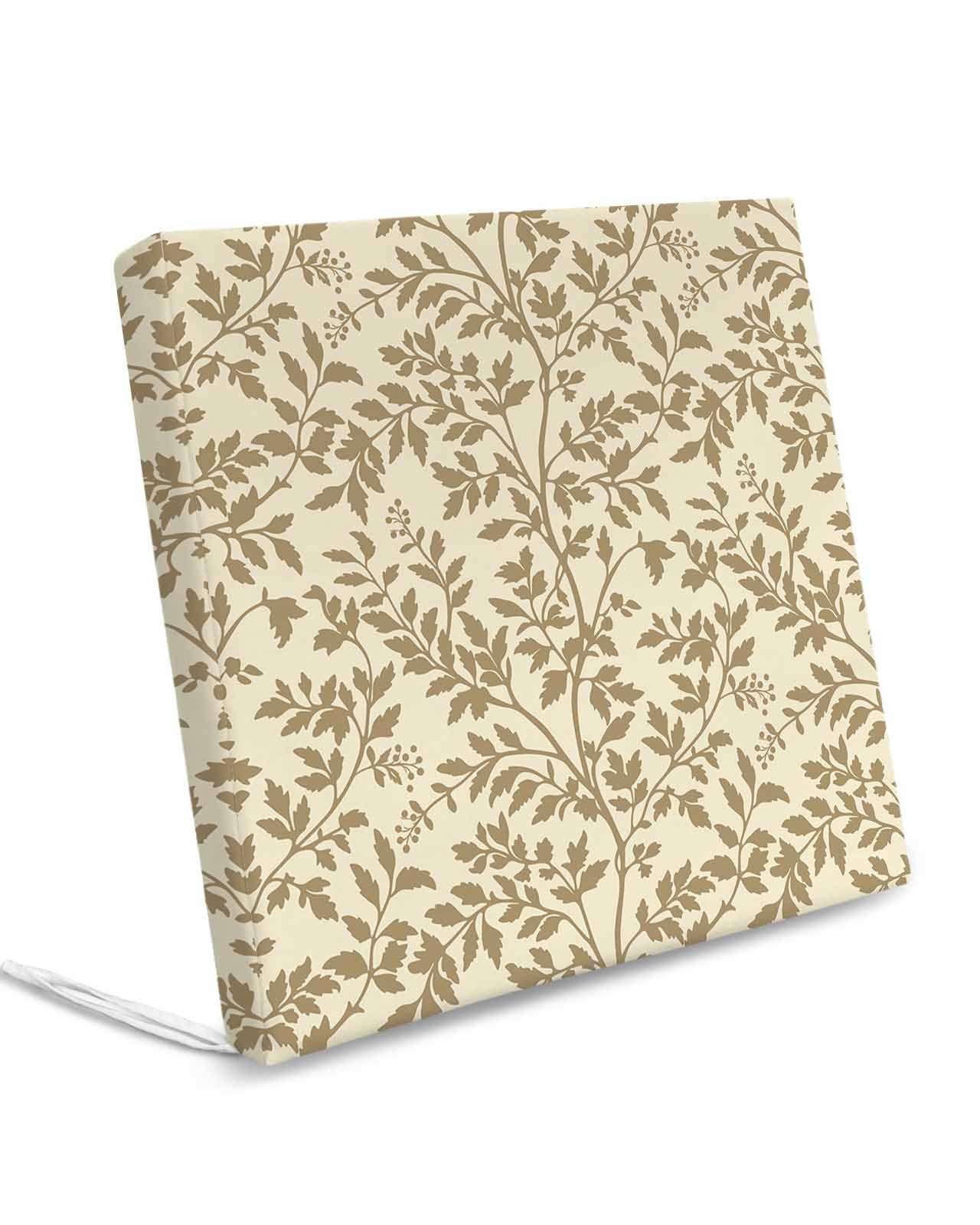 Homechoid Botanical Beige Indoor Outdoor Couch Cushion Covers Replacement 2 Pack, Country Pastoral Floral Flower Leaf Plant Waterproof Chair Sofa Seat Cover with Ties 22x22x4