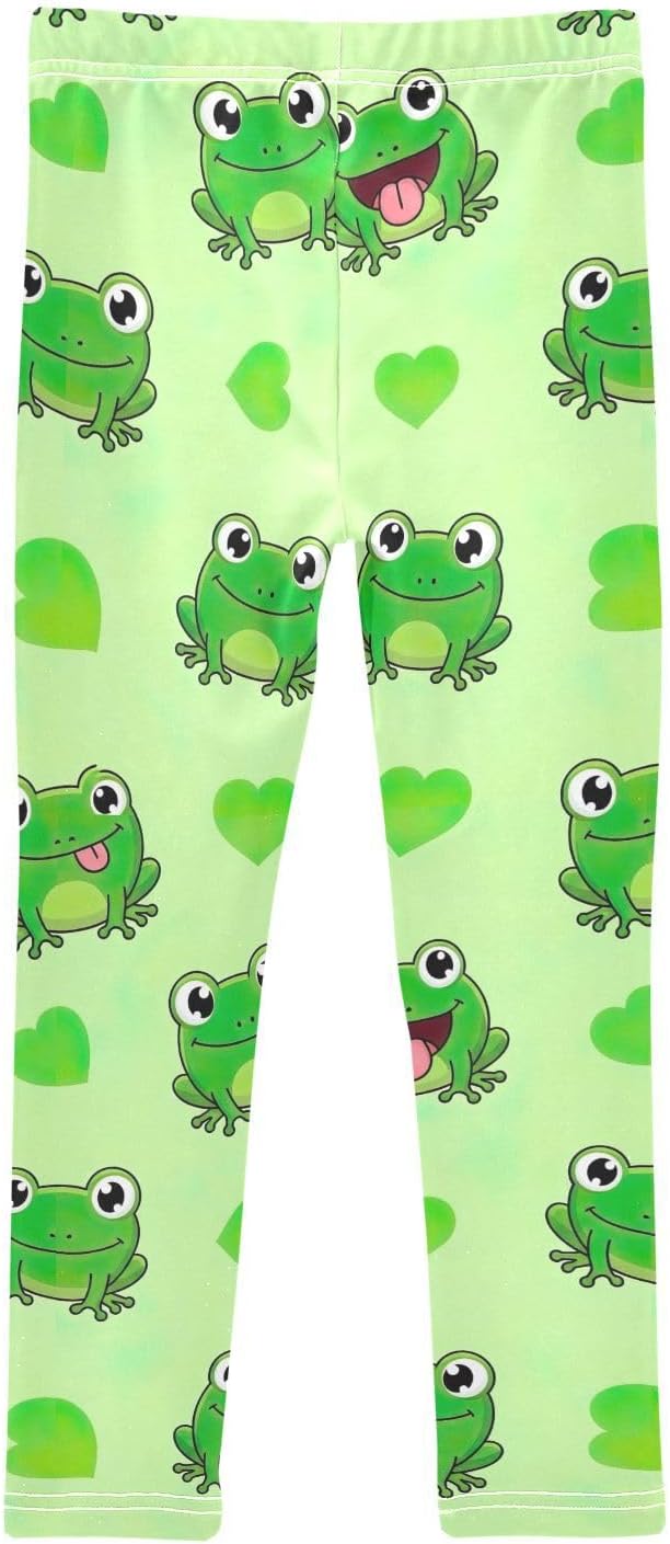 GAIREG Girls Activewear Leggings Cute Green Cartoon Frogs
