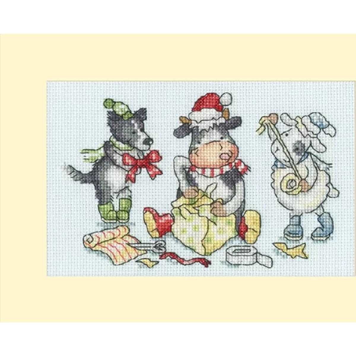 Bothy Threads Cross Stitch Kit - Christmas Card - Wrap, Ribbon, Gift!