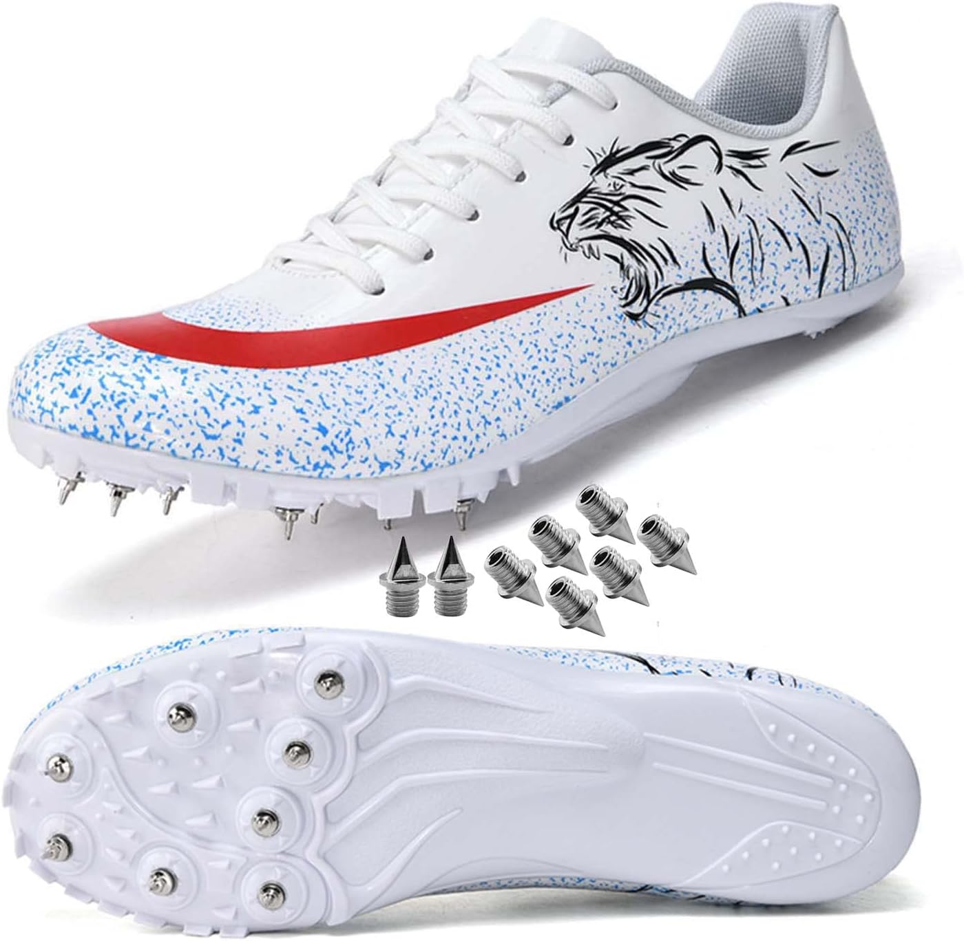 HESBITEULMens Track and Field Shoes Sprint Sport Sneakers Youth Professional Training Racing Running Shoes Athletic Sprinting Track and Field Shoes