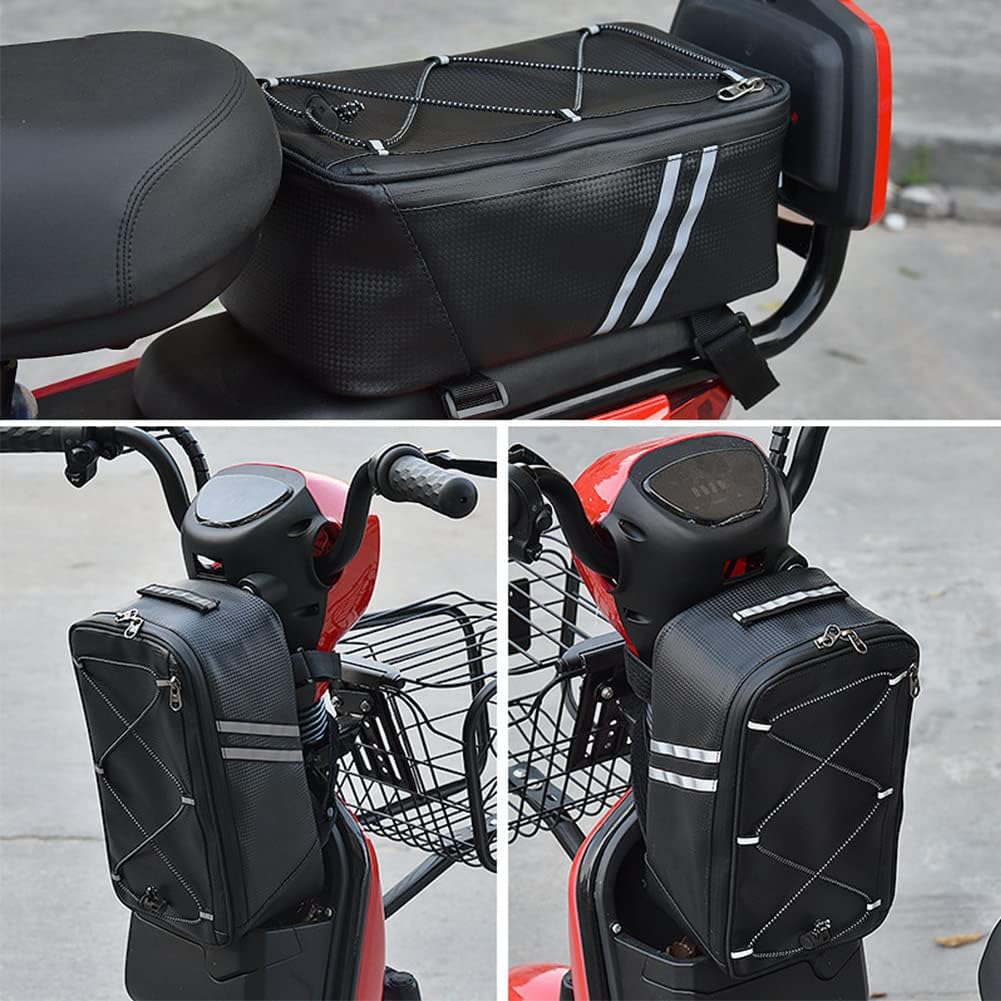 Tookie 8L Rear Carrier Luggage Bike Bag, Waterproof PU Leather Bicycle Rear Seat Cargo Bag Luggage Bike Bag Bicycle Saddle Bag with Rain Cover, Easy to Install - Image 9