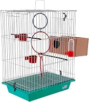 Gaiola Viveiro para Pássaros Agapornis Calopsita com Ninho Bebedouro Poleiros e Suporte (Verde, Sem suporte)