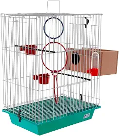 Gaiola Viveiro para Pássaros Agapornis Calopsita com Ninho Bebedouro Poleiros e Suporte (Verde, Sem suporte)