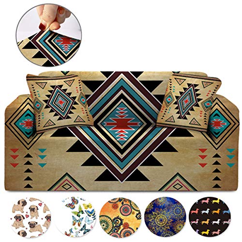 Sleepwish Printed Stretch Couch Slipcovers For Sofa, 3 Cushion Couch, Loveseat Or Arm Chair Slipcover Furniture Cover Cushion Sofa Slipcovers With 2 Free Couch Pillow Covers (Xl Sofa, Southwestern) #TOP1