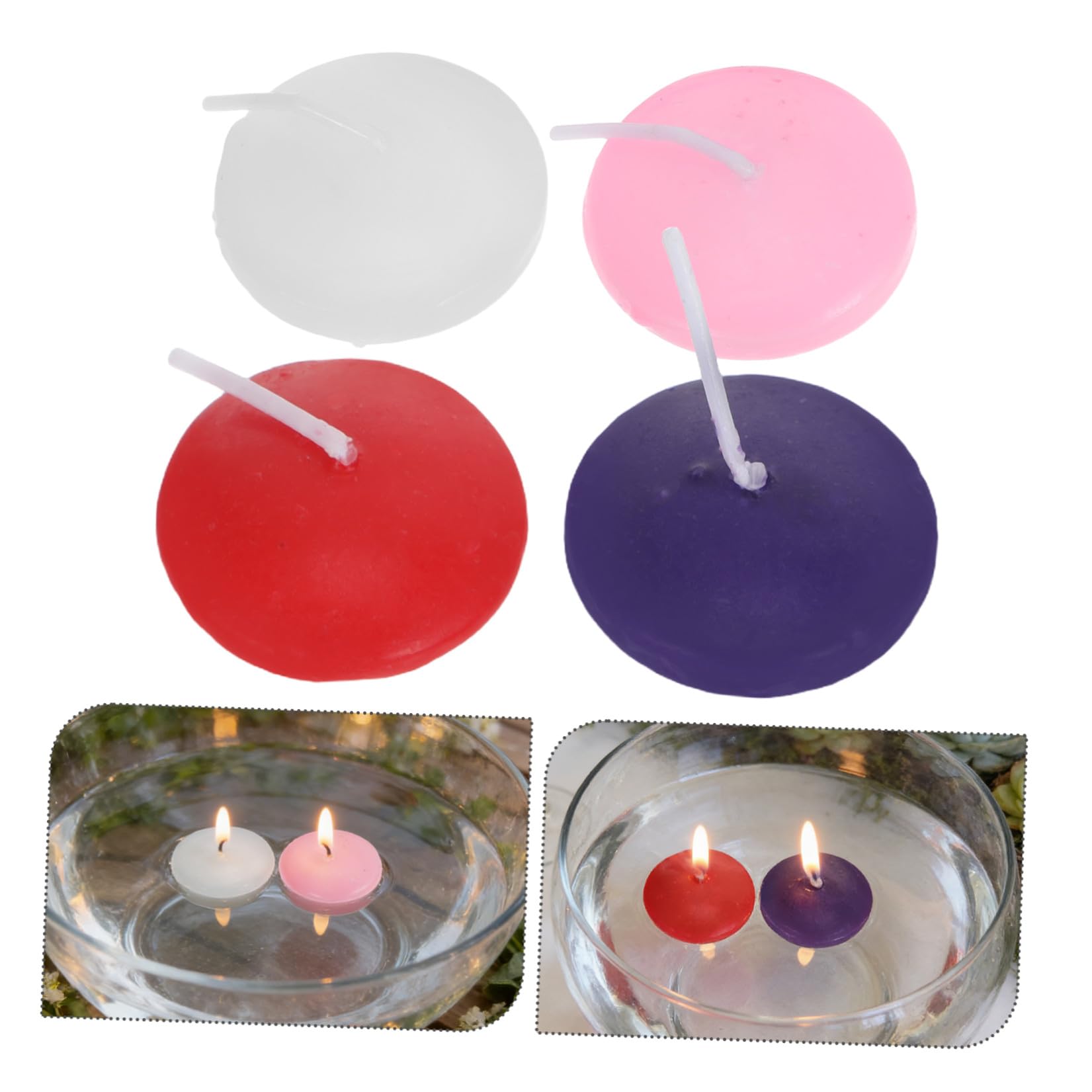 ULTECHNOVO 40 Pezzi Candele Galleggianti Performance Stabile in Acqua in Paraffina e Cotone Eleganti per Decorazioni Piscina e Matrimoni per Atmosfera Romantica