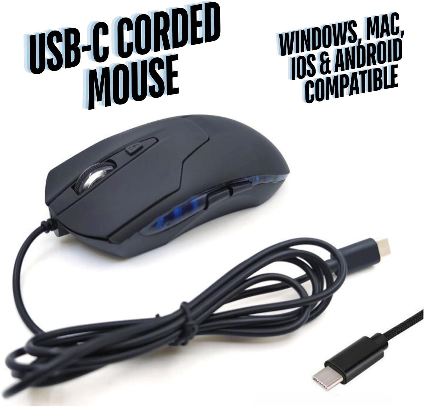 CBUS Wired USB C Mouse, 6-Button Quiet Click Computer Mouse - 4 DPI Speeds, Ergonomic, LED Backlight - Compatible with Mac, Chromebook, HP, DELL XPS, ASUS, Surface, Silent Gaming Mouse Type-C Wired 3 61TlbwHGuAL. AC SL1500