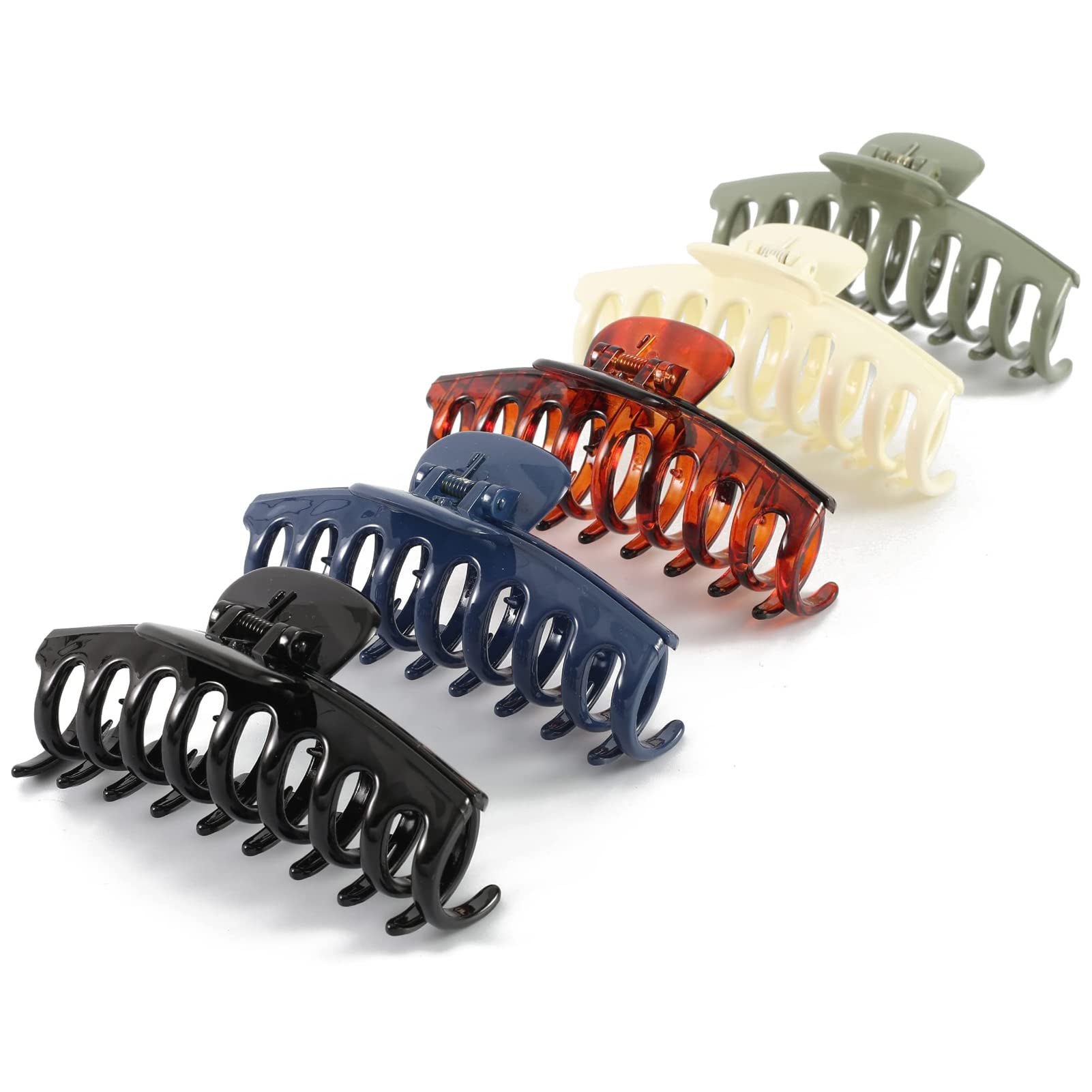 Pinzas para el cabello grandes para cabello grueso, pinzas para el cabello para niñas, pinzas para el cabello mate, pinzas para el cabello neutrales, paquete de 6