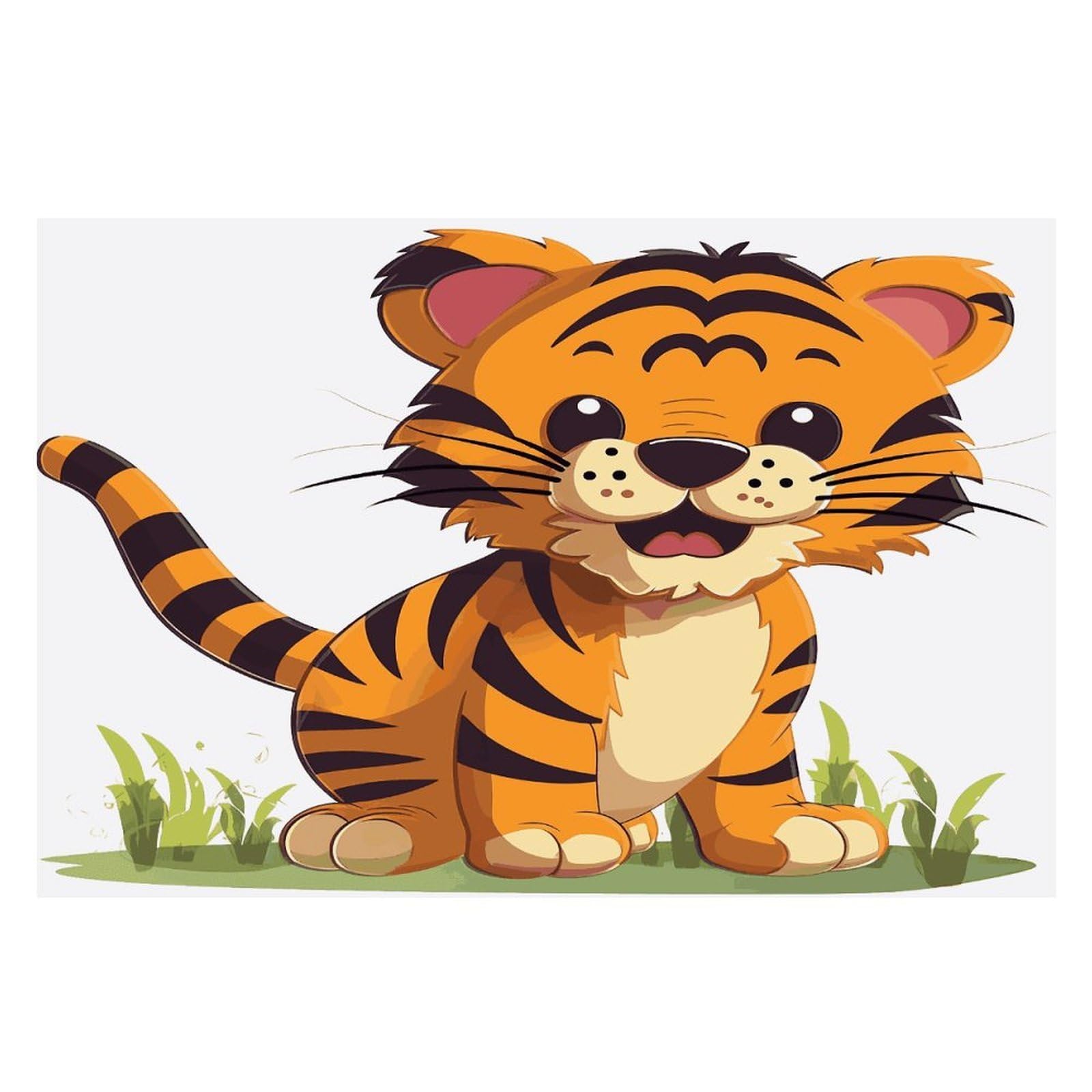 Spotted Tiger Placemats Wipeable Heat Resistant Table Mats Washable Flax Place Mats Elegant Cloth Non-Slip Placemat for Kitchen Dinning Party Table Decor 12 * 18 in
