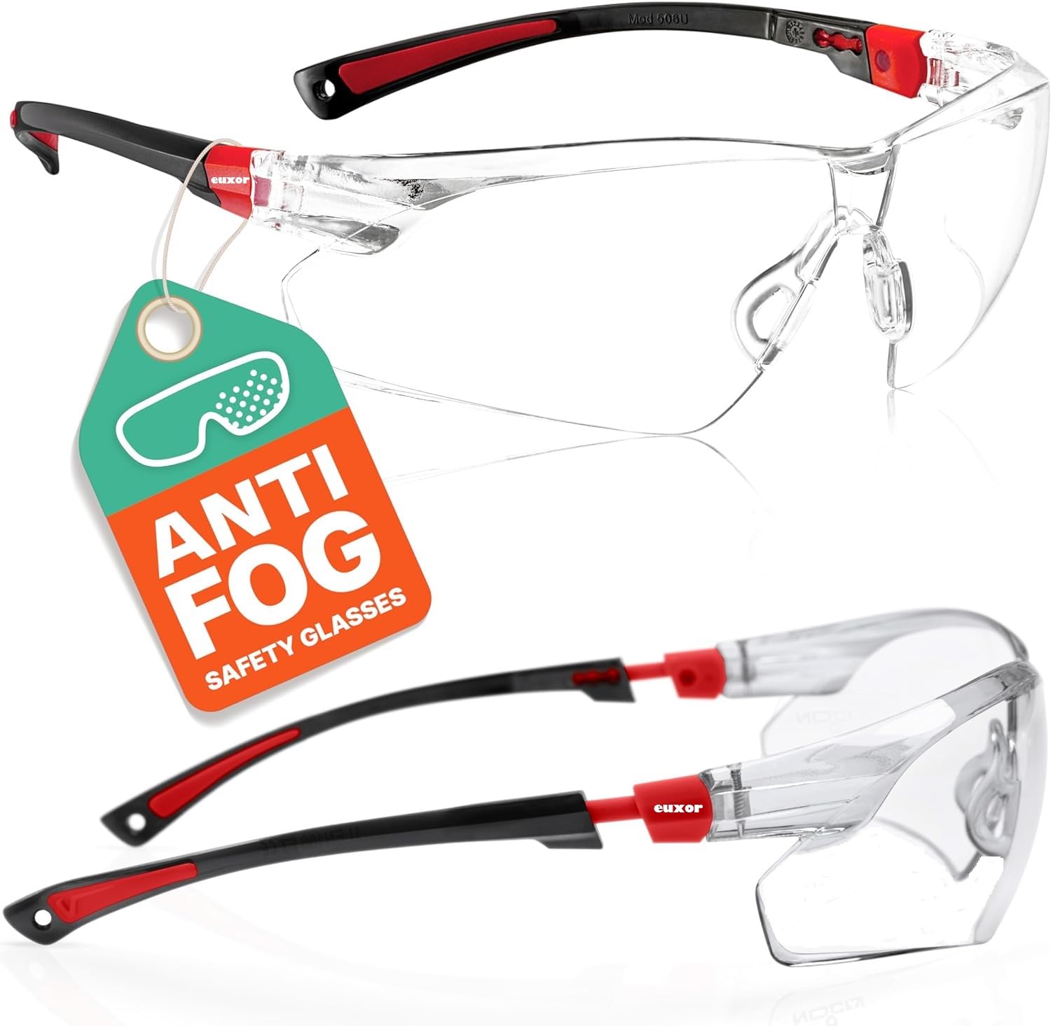 Occhiali di sicurezza (2 pezzi) per la protezione degli occhi con trasparente anti appannamento, antigraffio, infrangibile, migliori occhiali di sicurezza di ANSI Z87 & EN 166