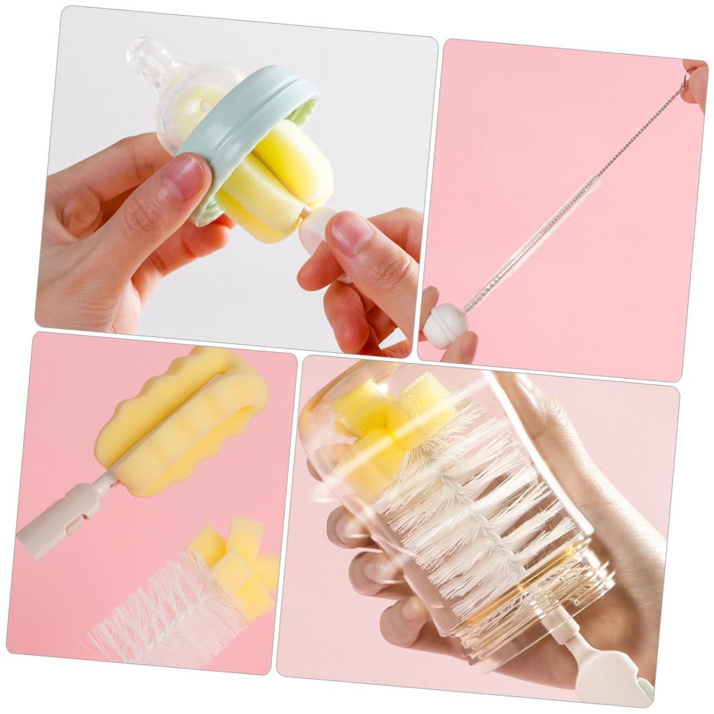 VALICLUD 3sets Spazzole Per Bottiglie e Succhiotti Per Rimuovere Grumi Resistenti e Macchie Colore Rosa