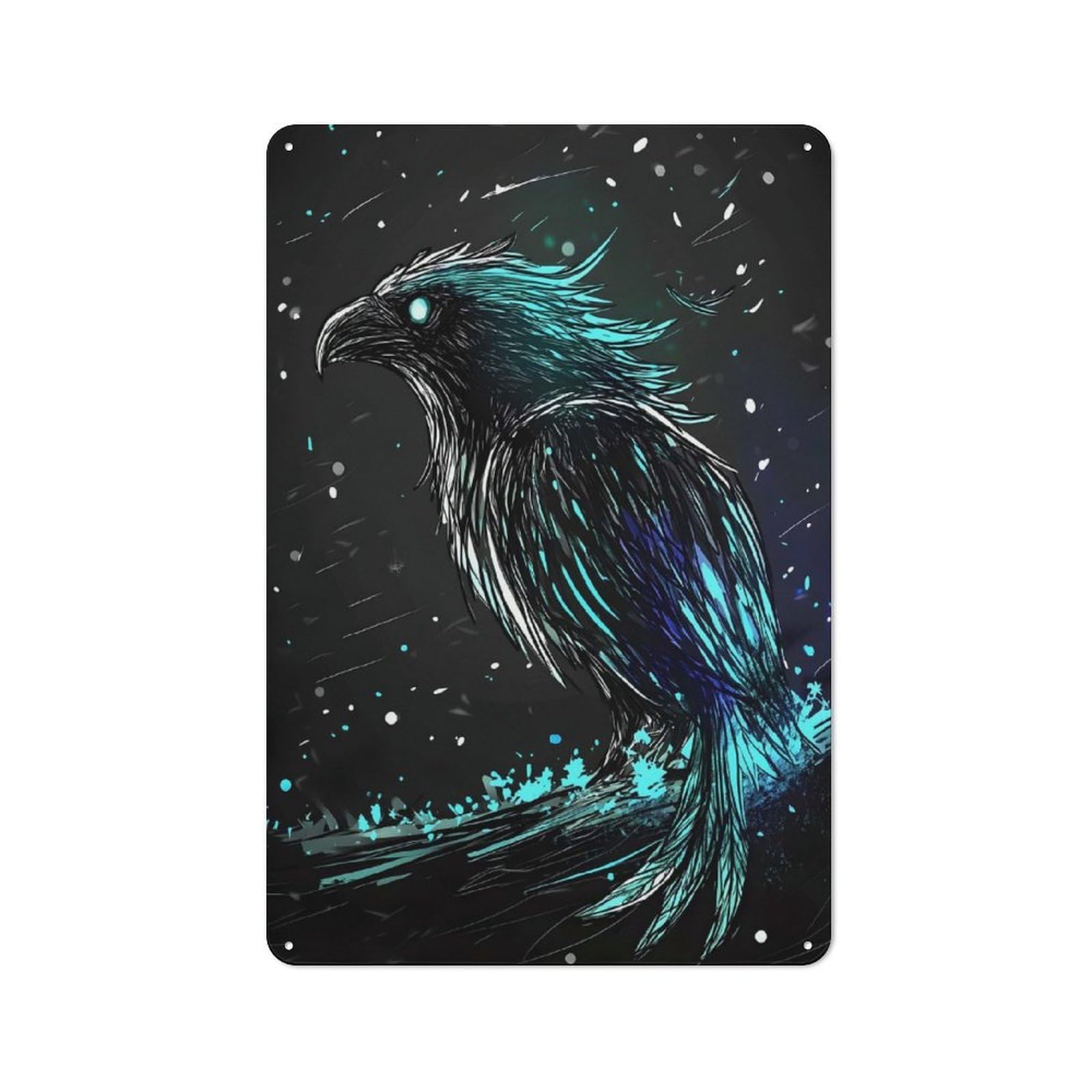 Junmoney Style-6 Vintage Tin Wall Sign 30X20cm Featuring Raven, Room Wall Plaque For Flat, Dorm Room, Lounge Or Cafe